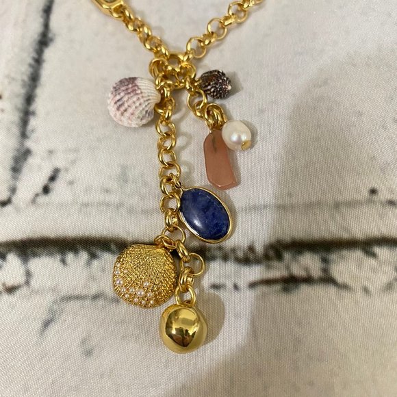 J. Crew Gold Plated Mixed-Stone Charm Necklace - Picture 8 of 12